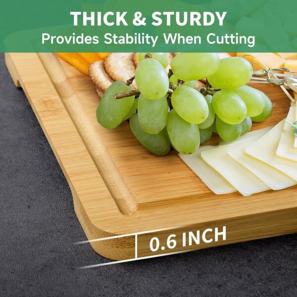 Bamboo Cutting Board Set for Kitchen - Cutting Board Set of 3 with Groove and Cutting Board Rack, Easy to Clean, Ideal for Bamboo Chopping Board Set for White Elephant Gift, House Warming Gift - Image 5