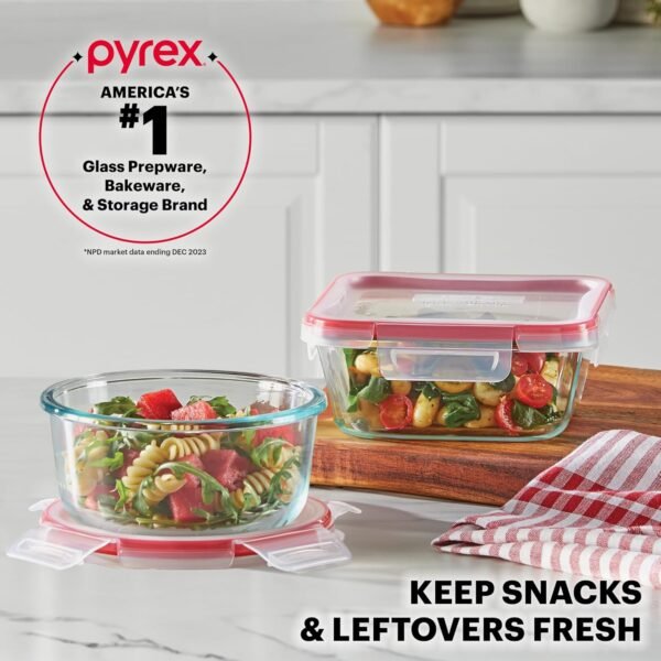 Pyrex Glass Food Storage Containers Freshlock 14pc Mixed Set, 7 Pack - Image 6