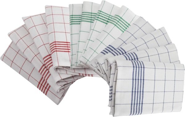DG Collections Kitchen Dish Towels, 100% Natural Cotton Kitchen Towels, Set of 12 (15x25Inches), Multi-Purpose Kitchen Tea Towels, Very Soft, Highly Absorbent, Lint Free Vintage Style Hand Towels - Image 2