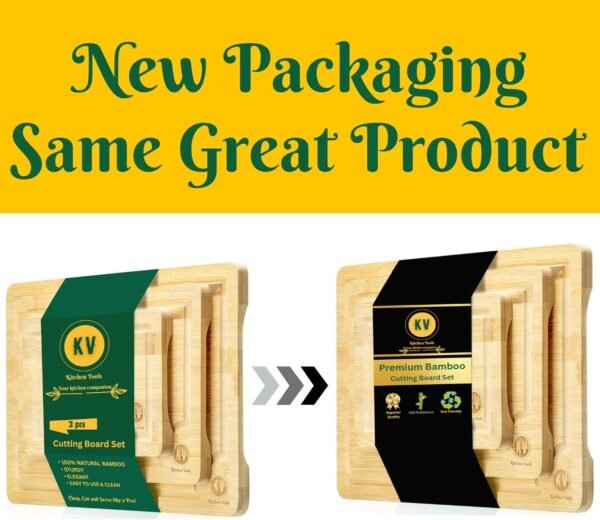Bamboo cutting boards for Kitchen, Bamboo cutting board set of 3 with Juice Groove & Side handles, Thick Chopping Board for Meat, Veggies, Wooden cutting board set, Kitchen Must Have, Best Gift Idea - Image 9