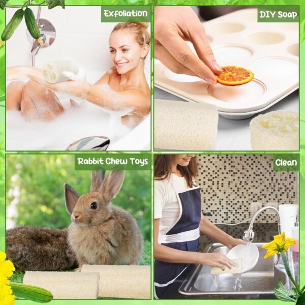 9 Pack 6" Natural Loofah Sponge Medium Size Natural Organic Loofah for Kitchen Cleaning Dishes Body Scrubber Loofa Eco Friendly for Skin Care Men and Women - Image 7