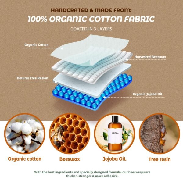 Akeeko Reusable Beeswax Food Wraps - Assorted 12 Pack, Reusable, Plastic-Free Food Storage, Sustainable Gifts, 3 Sizes (6S,4M,2L) - Image 3