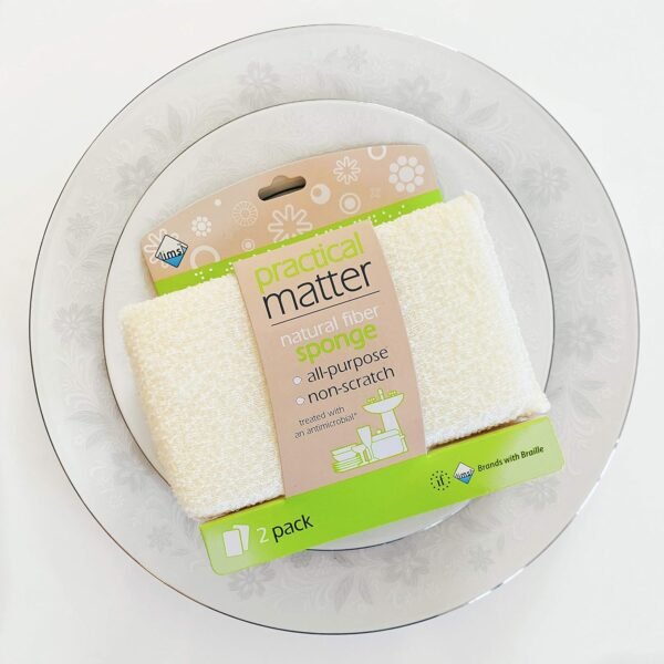 Practical Matter Kitchen Sponge, Organic Cotton Fiber All-Purpose Dish Sponges for Washing Dishes and Cleaning All Surfaces, Durable Non Scratch Scrub, 6 Count Value Pack - Image 4
