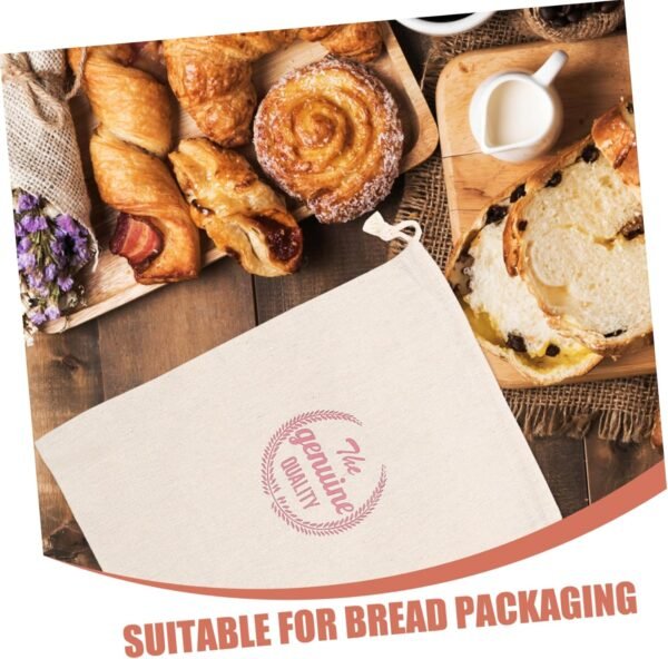 2pcs Reusable Bakery Bags Bin Airtight Bread Proofing Basket Storage Boxes Breadbox Bread Bags Loaf Tin Vacuum Storage Containers with Lids Toaster Bags Packaging Plat Beige Cloth - Image 3