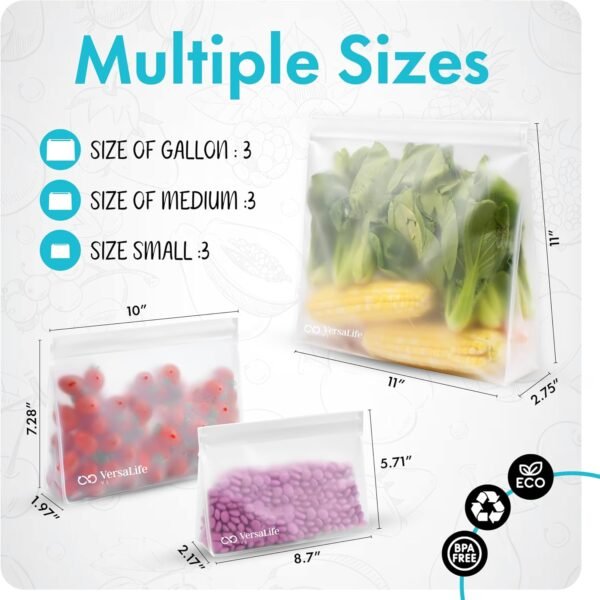 Reusable Silicone Bags - Silicone Bags Reusable Storage - Reusable Food Storage Bags - Reusable Freezer Bags - Reusable Snack Bags - Silicone Snack Bags - Silicone Bags - Silicone Freezer Bags - Image 3