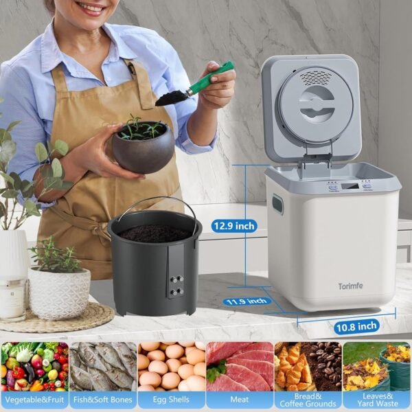 Electric Composter for Kitchen, 2.5L Compost Bin Kitchen Countertop for Indoor, Smart Food Compost Machine with Updated Grinding Blade, Odorless, Auto-Cleaning, Turn Waste to Pre-Compost for Plants - Image 7