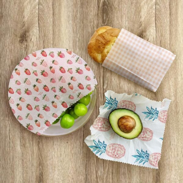 Beeswax Wraps for Food 9 Pack, Reusable Beeswax Wraps, Beeswax Wrap/Strawberry Lattice Pineapple - Image 7