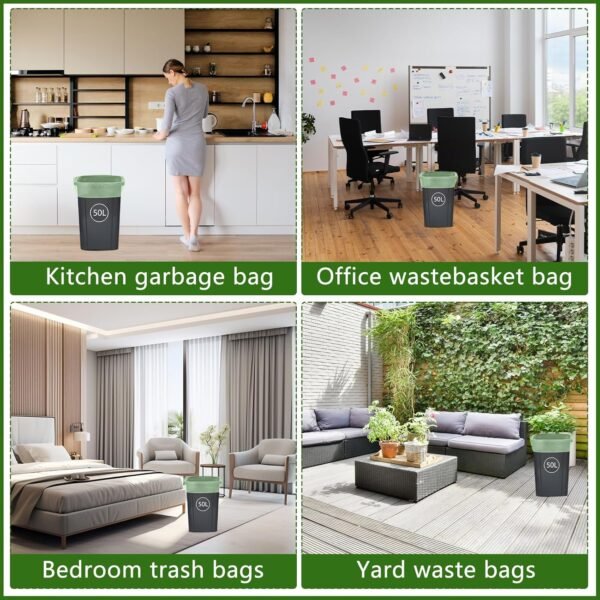 Garbage Bags, 100 Count 13 Gallon Trash Bags 1.18Mils Tall KitchenTrash Bags Heavy Duty Trash Bags Kitchen Garbage Bags for Kitchen Office Bedroom Bathroom Trash Can Liners - Image 6