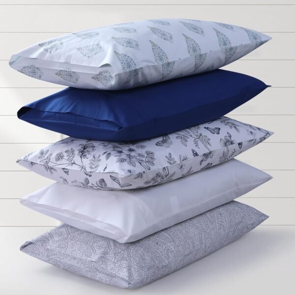 Tribeca Living Organic Cotton Cal King Percale Sheets - 400 Thread Count, Extra Deep Pocket, Smooth, Crisp and Breathable, 4-Piece Bedding Set, Evelyn - Image 4