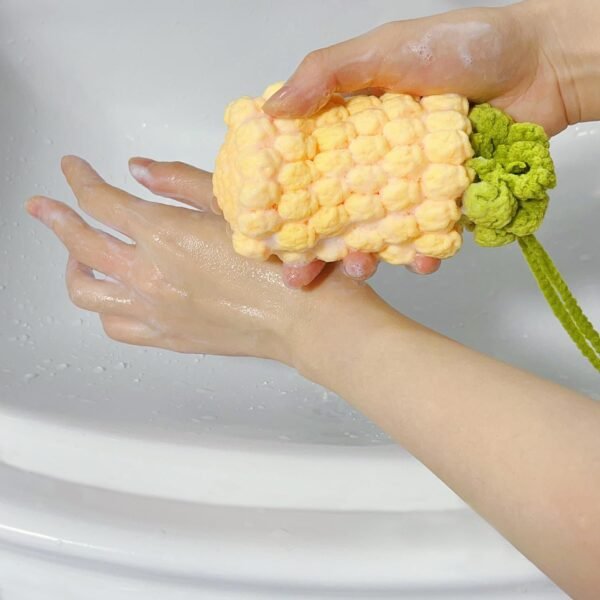 2 Pieces Pack Crocheted Finished Pineapple Soap Bags, Soap Savers for Bar Soap, Foaming and Drying The Soap - Image 4
