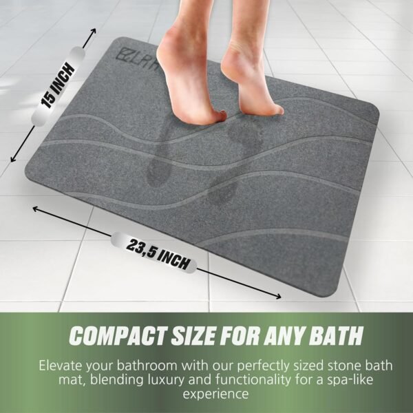 LRR Eco-Friendly Diatomaceous Earth Stone Bath Mat - Versatile for Bathroom & Kitchen, Absorbent Shower Mat, Durable Bath Mats for Bathroom Elegance, 1 Stone Bath Mat - 1 Soap Dispenser Coaster - Image 2