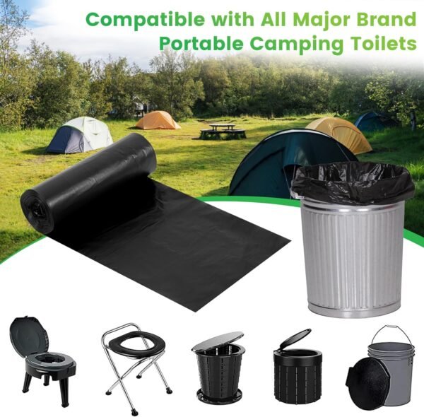 Portable Toilet Bags 100 Count 8 gallon Trash Bags 30 Liter Biodegradable Garbage Bags Portable Toilet Replacement Bags Compostable Toilet Bags for Camping, Car Travel, Long Road Trips - Image 5