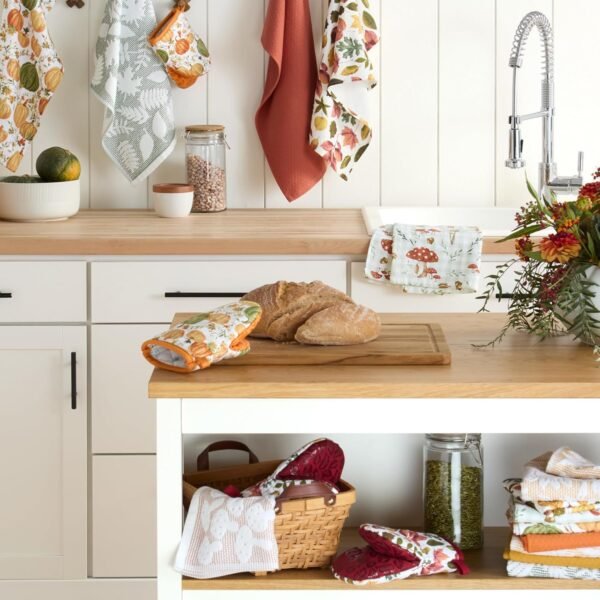 Martha Stewart Woodland Harvest Jacquard Sunflowers Kitchen Towel 2-Pack Set, 100% Cotton with Absorbent Honeycomb Texture, Decorative Kitchen Towels, Yellow, 16"X28" - Image 3
