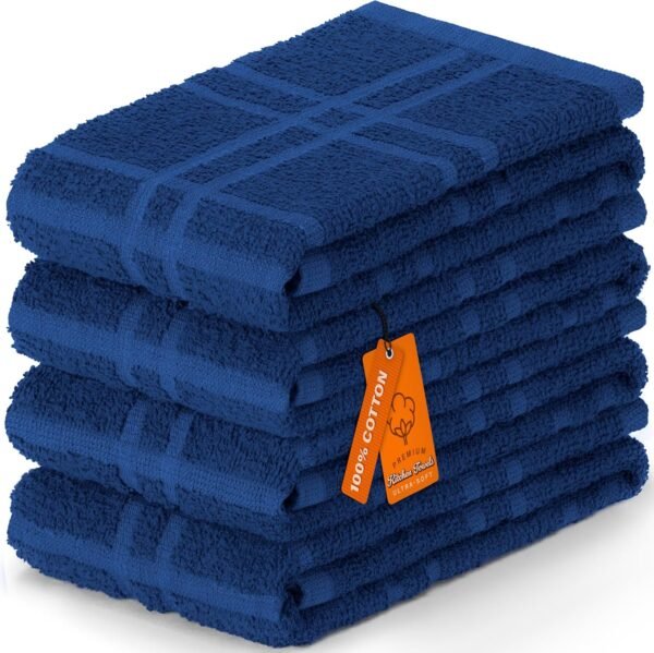DecorRack Large Kitchen Towels, 15" x 25" Absorbent Dishcloths, 100% Cotton Hand Towels, Plaid Pattern Cleaning Rags, Assorted Set (Pack of 4) - Image 8