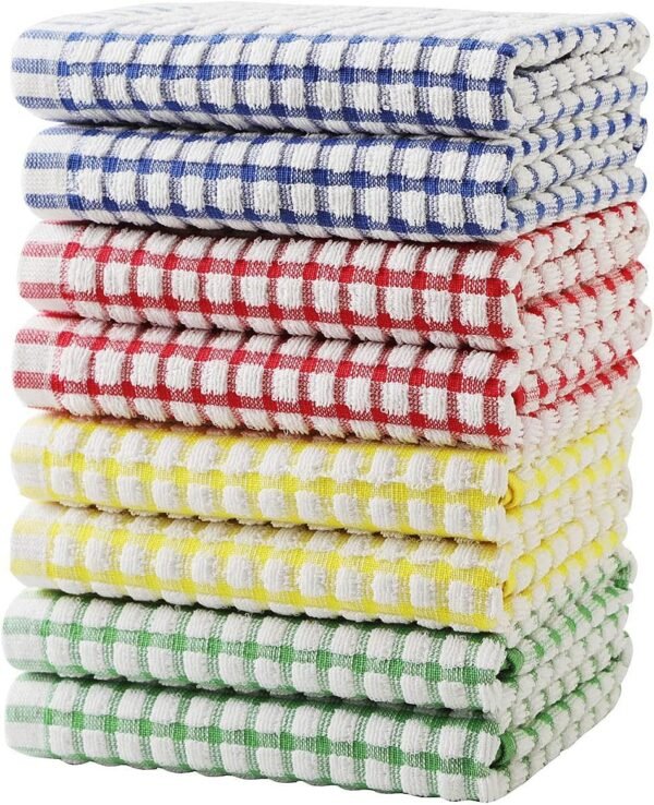Oeleky Dish Towels for Kitchen 15x26 Inches, Pack of 8 Cotton Kitchen Towels for Drying Dishes, Absorbent Bar Mop Towels (Multi, 15x26 inches)
