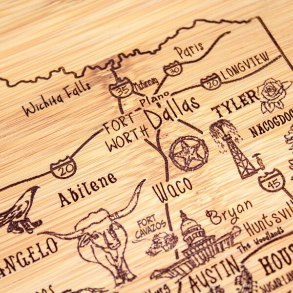 Totally Bamboo A Slice of Life Texas State Serving and Cutting Board, 11" x 8.75" - Image 3
