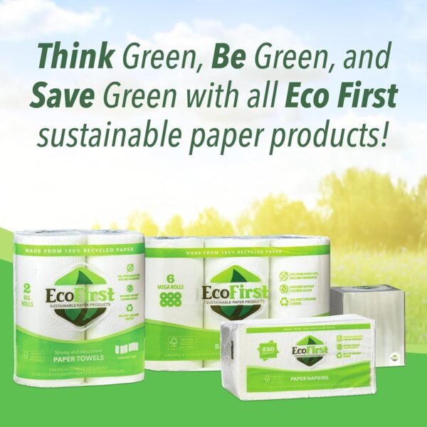 Recycled Paper Towels (2 Rolls) - Bulk Paper Towels - Paper Towels Half Sheet - Kitchen Paper Towels - Eco Friendly Paper Towels - Whitened Without Bleach - Free of Dyes, Inks & Fragrances - Image 7