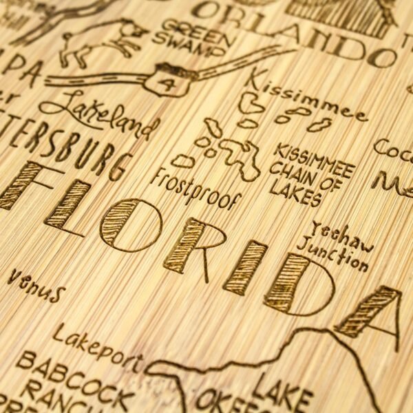 Totally Bamboo Destination Florida State Shaped Serving and Cutting Board, Includes Hang Tie for Wall Display - Image 5