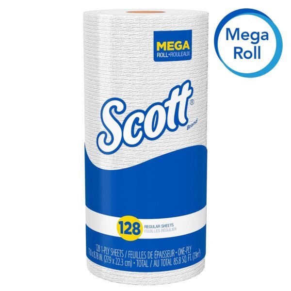 Scott Kitchen Paper Towels (41482) with Fast-Drying Absorbency Pockets, Perforated Standard Paper Towel Rolls, 128 Sheets / Roll, 20 Rolls / Case - Image 3