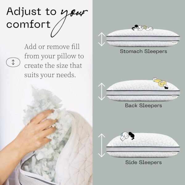 Coop Home Goods Eden Bed Pillow Queen Size for Sleeping on Back, Stomach and Side Sleeper- Medium Soft Memory Foam Cooling Gel - CertiPUR-US/GREENGUARD Gold - Image 4
