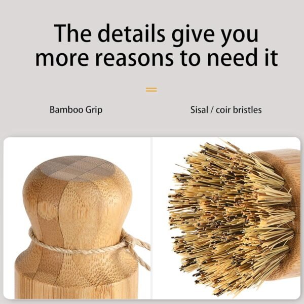 Natural Sisal Dish Washing Brush Bamboo Round Scrub Brush Pots Pans Vegetables Household Cleaning Brush… (Sisal) - Image 7