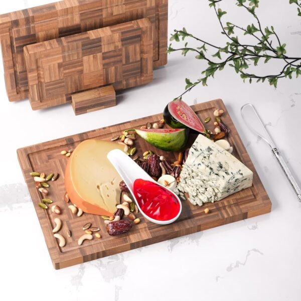 Bamboo Cutting Boards for Kitchen,Kitchen Cutting Board,Wooden Chopping Boards with Juice Groove, Serving Board Set, Splicing Craft Chopping Board for Meat,Vegetables,Fruit,Fish(3 Pcs) - Image 2