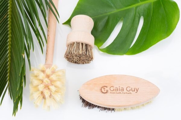 Wood and Tampico Bottle Brush - Pot Brush - Vegetable Brush Set - Zero Waste, Compostable & Biodegradable Kitchen Brushes - Image 2