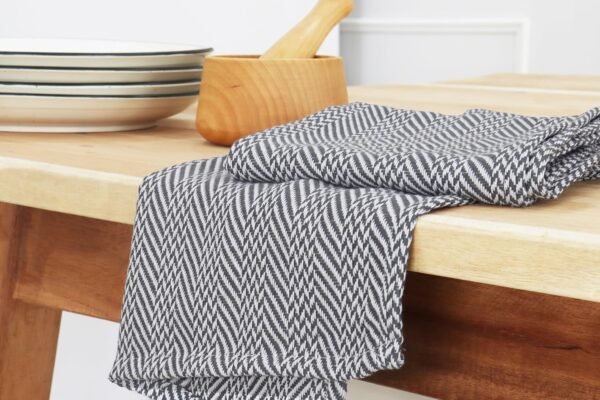 PurpleEssences Kitchen Towels Set Pack of 6-15x25 Inches, 100% Cotton Waffle Weave & Flat Dish Towels for Drying Dishes Hand Highly Absorbent Bar, Tea Towels Set with Hanging Loop - Dark Gray - Image 6