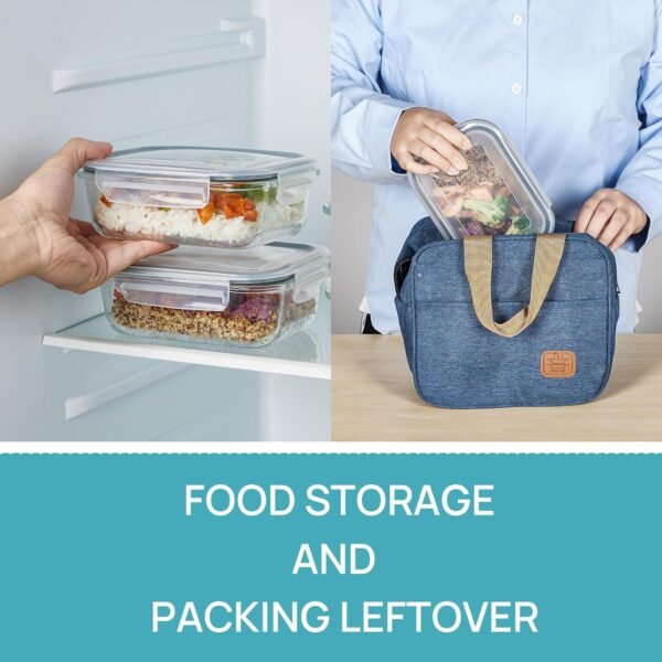 Vtopmart 5Pack 22oz Glass Storage Containers with Lids, Meal Prep Food Containers Sets, Glass Lunch Containers Bento Box with Snap Airtight Lids for Microwave, Oven, Freezer and Dishwasher - Image 5