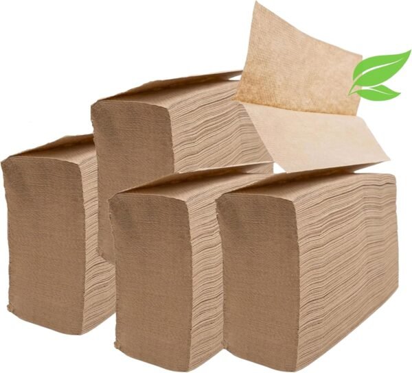 1250ct Organic Unbleached Z Fold Paper Towels, 100% Post-Consumer Waste Practical Multifold Brown Paper Towels Bulk – Paper Towel – All-Natural Recycled Tri Fold Paper Towels Bulk