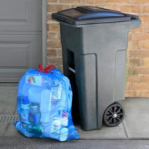 Amazon Basics Blue Recycling Trash Bags, Unscented, 13 Gallon, 60 count, Pack of 1 - Image 4