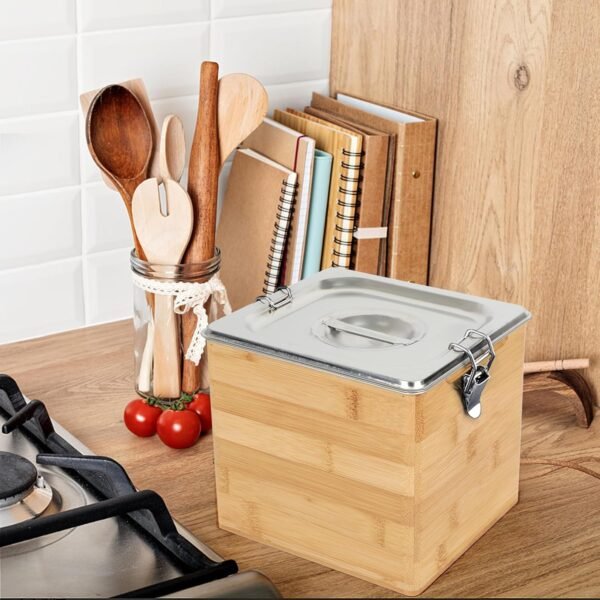 AQQHSAIN Compost Bin Kitchen with Lid Countertop Compost Bin Indoor Large Compost Bin Kitchen Odorless Smell Proof Composter Indoor with Stainless Steel Insert (Brown, 3L) - Image 7