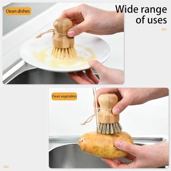 Natural Sisal Dish Washing Brush Bamboo Round Scrub Brush Pots Pans Vegetables Household Cleaning Brush… (Sisal) - Image 6