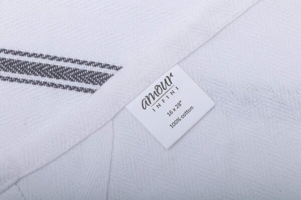 AMOUR INFINI Cotton Herringbone White Dish Towels Set of 12 - Highly Absorbent, Super Soft Tea Towel with Hanging Loops - Extra Large Quick Dry Bar Towel (16x28 Inch - Charcoal) - Image 2