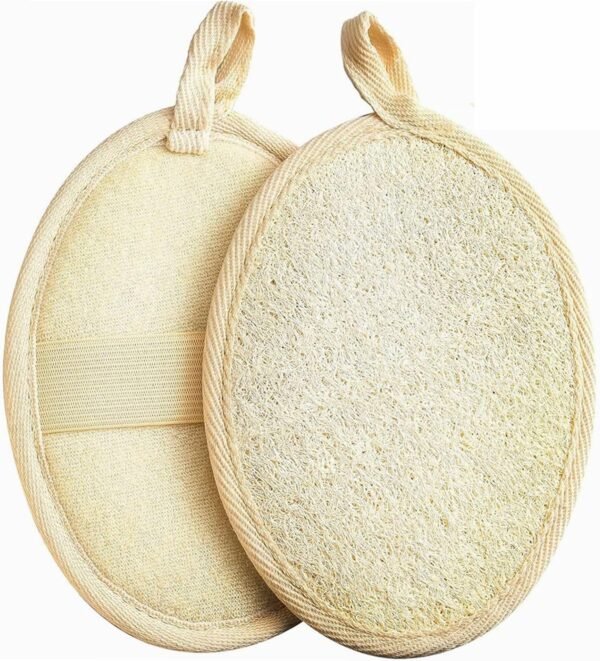 Loofah Sponge Shower Natural Loofah Exfoliating Body Scrubber for Women and Men, Eco-Friendly and Biodegradable Shower Luffa Sponge for Face and Body, Beige