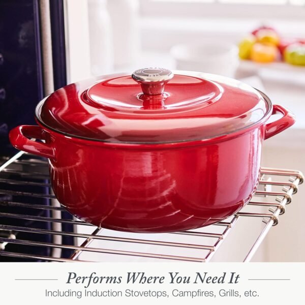 Merten & Storck German Enameled Iron, Round 5.3QT Dutch Oven Pot with Lid, Foundry Red - Image 6