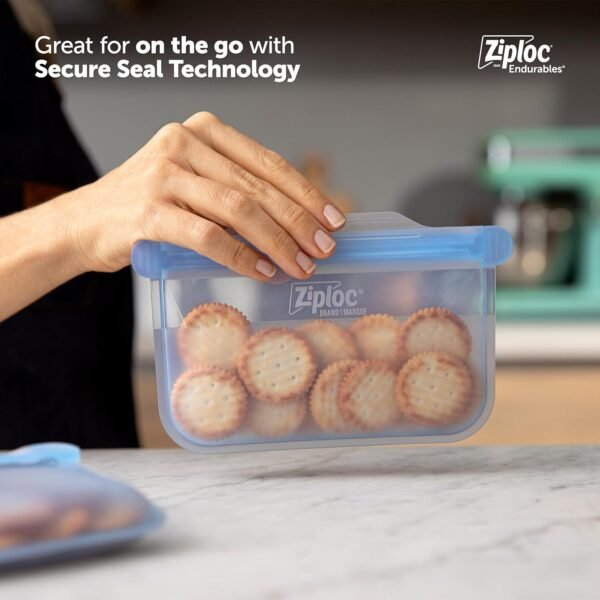 Ziploc Endurables Small Pouch, 1 Cup, Reusable Silicone Bags and Food Storage Meal Prep Containers for Freezer, Oven, and Microwave, Dishwasher Safe, 2 Pack - Image 4