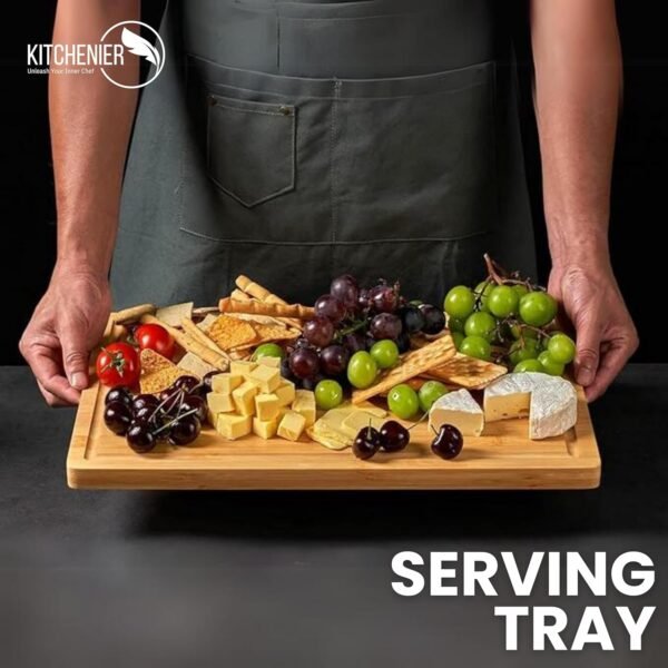 23.4” x 17.6”. XXL Extra Large Bamboo Cutting Board, Stove Top Cover, Butcher Block with Juice Slot and Handles. Ideal for preparing meats, cheeses, charcuterie, vegetables and fruits. - Image 5