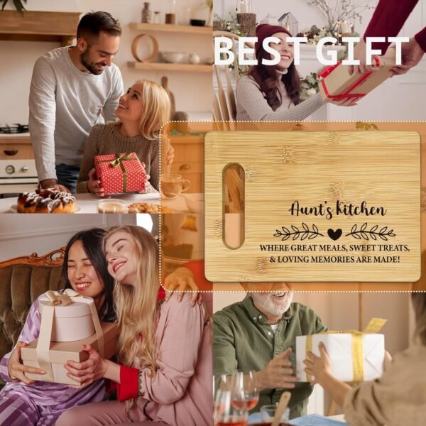 Aunt Gifts Cutting Boards for Kitchen, Aunt Gifts from Niece Nephew, Aunt Auntie Bamboo Cutting Board Gifts for Aunts, Aunt’s Kitchen Where Great Meals Sweet Treats & Loving Memories Are Made - Image 6
