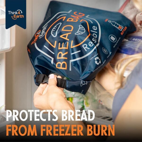 Think4Earth® - (2 Pack) Bread Bag - Reusable freezer bread bag for homemade bread maker gift giving - Bread Container for Sourdough Loafs Storage, Large Bread Bags for Homemade Bread with Lining - Image 6