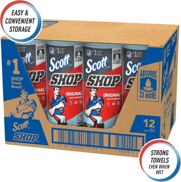 Scott Blue Shop Towels 75147, 55 Sheets/Roll, 12 Rolls/Carton - Image 9