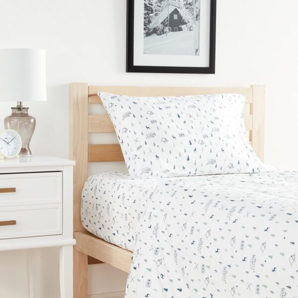 Eddie Bauer - Twin Sheets, Cotton Percale Bedding Set, Crisp & Cool Home Decor (Campout Dark Blue,3 Pieces, Twin) - Image 5