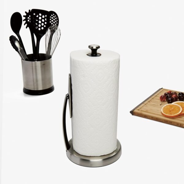 OXO Good Grips SimplyTear Paper Towel Holder - Stainless Steel (Silver & Black) - Image 10