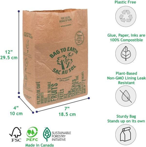 -Kitchen Food Waste Bag, Set of 2 - Compostable, Leak-Resistant, 3.0 Gallons, 60 Count - Image 2