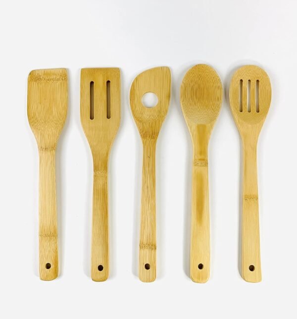 JapanBargain 3670, Set of 5 Bamboo Cooking Spatulas Cooking Fork Cooking Spoon Cooking Turner Kitchen Utensils, 12 inches, 2 Set - Image 2
