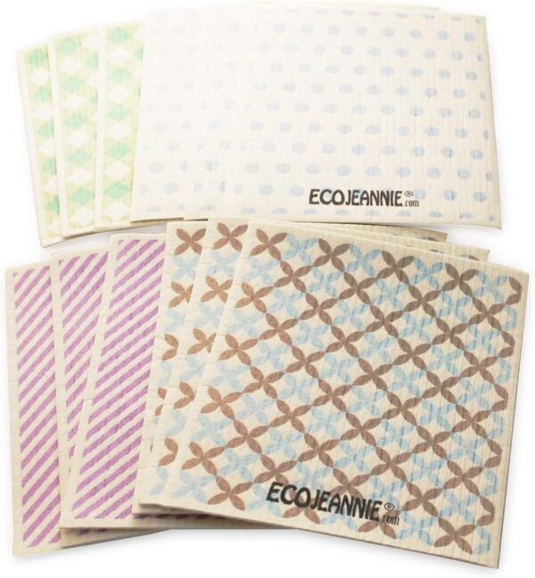 Wholesale EcoJeannie Eco-Friendly German Cleaning Cloth 100% Biodegradable Cellulose Sponge Cloths, Kitchen Cloths, GMO-Free, Reusable - Made in Germany Packaged in P.R.C. (12 Pack) - Image 9