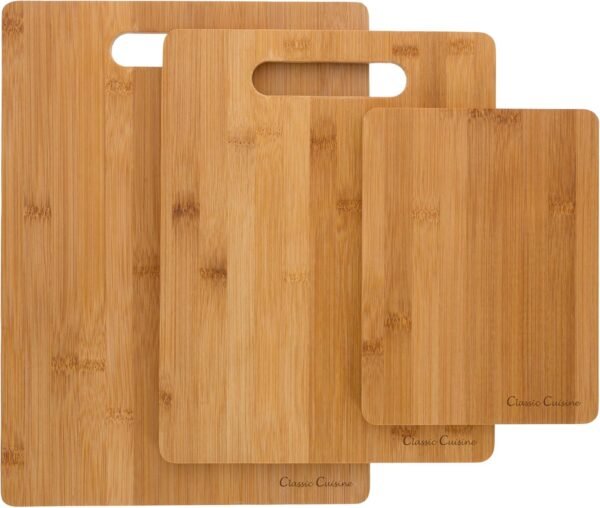 Classic Cuisine 3 Piece Set Bamboo Cutting Board, Natural