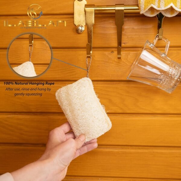 Natural Loofah Dish Sponge Scrubber | Eco-Friendly, Natural, Biodegradable and Reusable Dish Loofah Kitchen Sponge | 3 Count (1 Pack) - Image 6