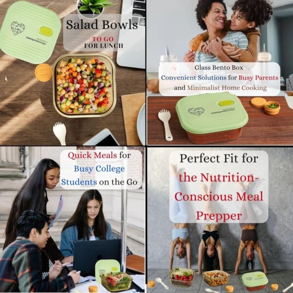 AI LOVE PEACE Microwave Safe Container, Glass Meal Prep Containers Reusable, Glass Food Storage Containers With Lids, Glass Lunch Containers For Adults, Microwave Lunch Box for Dishes & Leftover. - Image 7