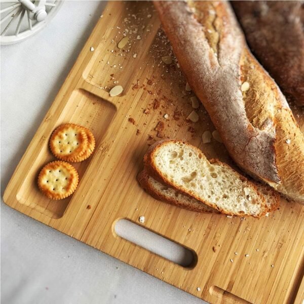 Cutting Boards,Large Bamboo Chopping Board, Built-In 3 Compartments And Juice Grooves, Charcuterie Board for Kitchen Counter Meat (Butcher Block) Cheese, Vegetables,Bread (17 x 12.6") - Image 7